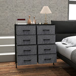 HOMCOM 8 Drawer Fabric Chest Of Drawers W/ Wooden Top For Hallway