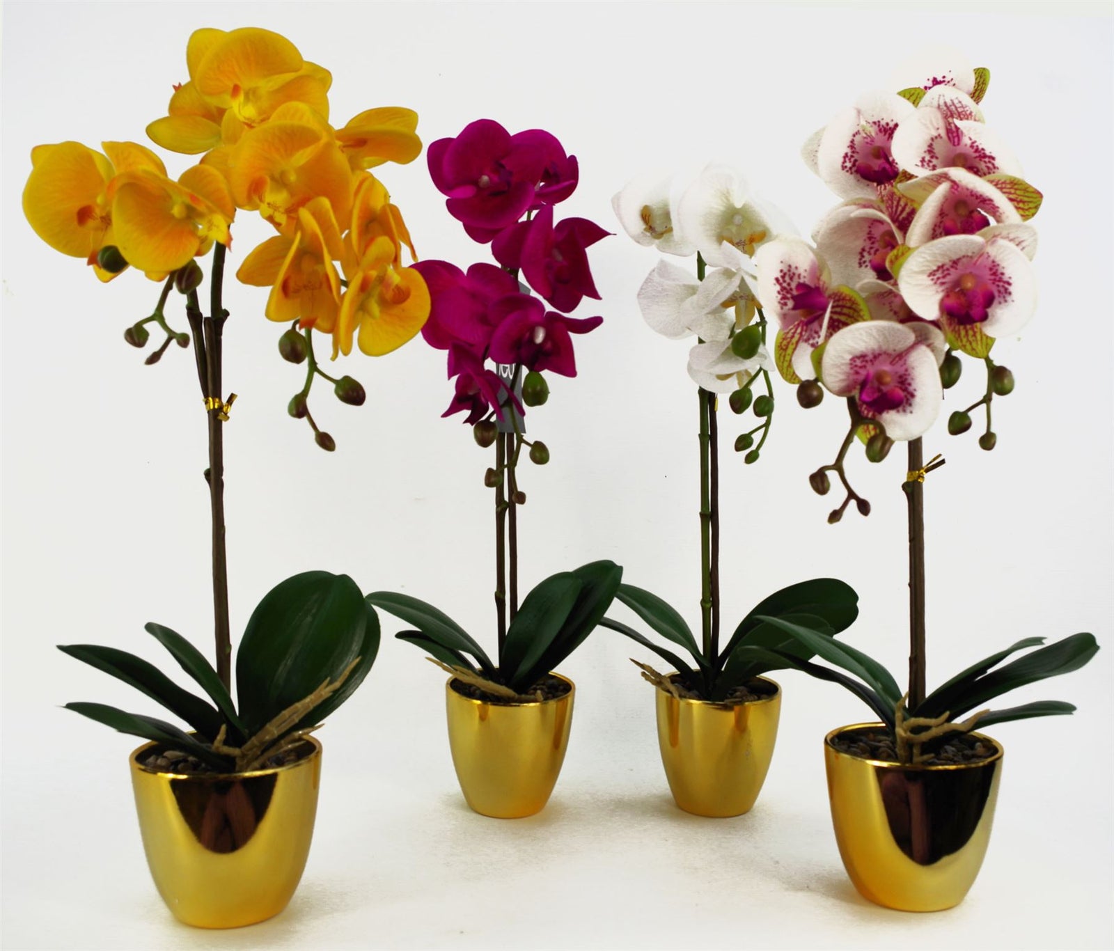 46cm Artificial Orchid Dark Pink Gold