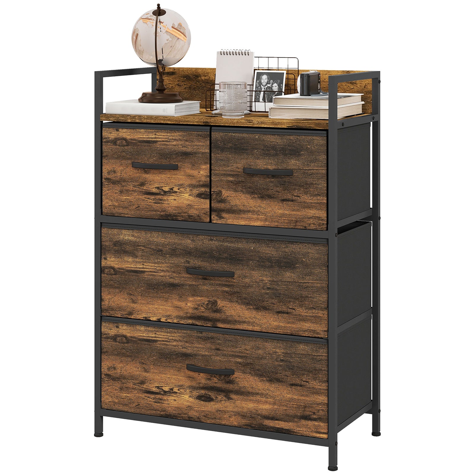 Bedroom Chest Of Drawers 4/5/6/7 Drawer Dresser W/ Shelf | Small | Brown