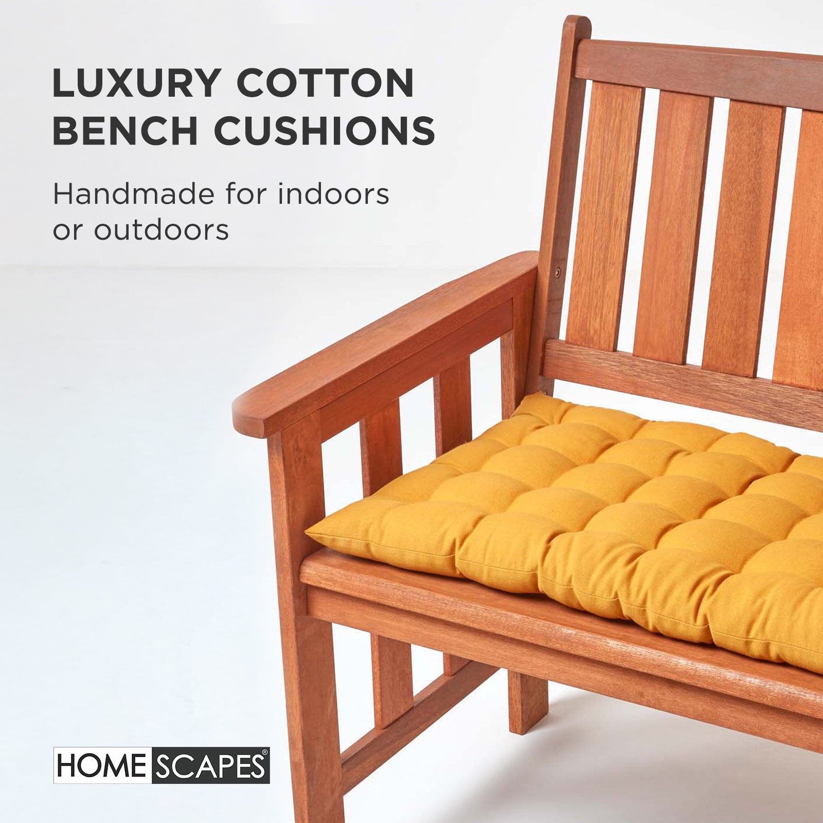 Outdoor Bench Cushion For 2 & 3 Seater Garden Seat Pad For Furniture, Kitchen, Dining & Indoor Use | 3 | Mustard