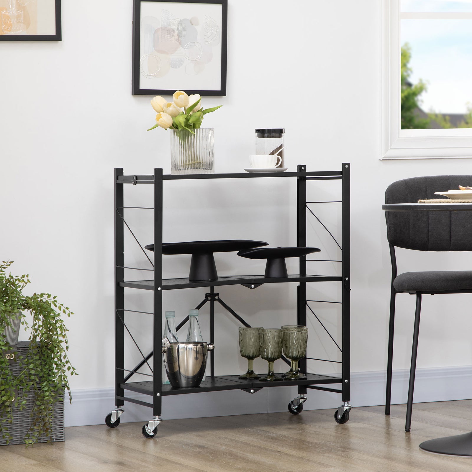 3-tier Utility Cart, Rolling Storage Trolley For Kitchen