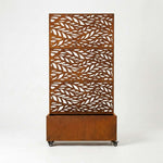 Metal Privacy Screen With Plant Pot - Leaf | Rust