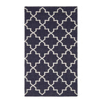 Edmonton Handwoven Navy Blue And White Cotton Geometric Kilim Rug | 150cm x 95cm | Navy Blue