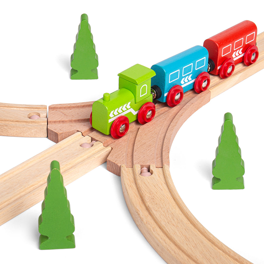 2 Three Way Point Track Pieces for Wooden Train Sets