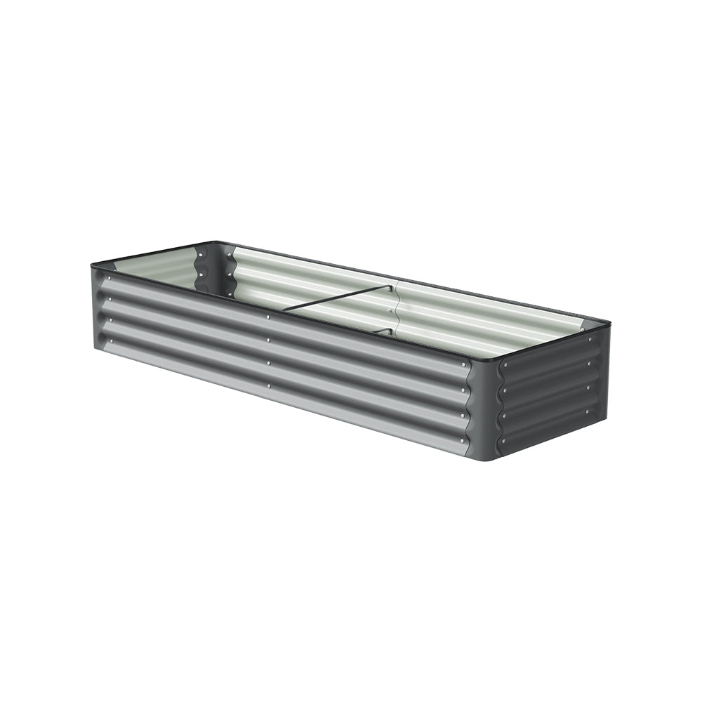 Rectangular Galvanized Steel Raised Garden Bed 180cm W X 60cm D X 30cm H | Dark Grey