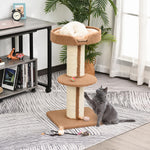 2-tier Cat Kitten Resting Tree W/ Top Basket Cushion Sisal Post | Brown