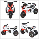 Kids Ride-on Police Bike 3-wheel Vehicle W/ Music Lights 18-36 Mths | White
