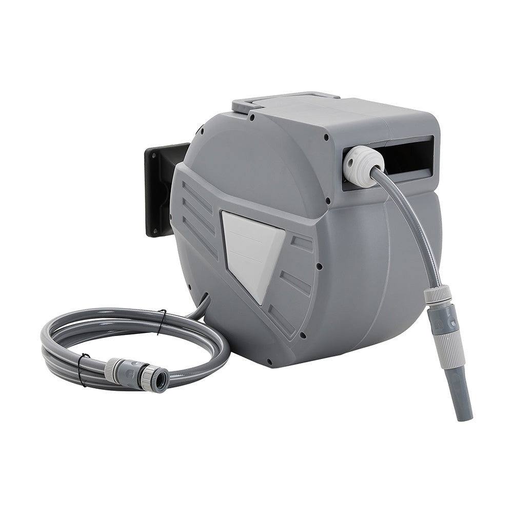 Wall Mounted Retractable Garden Hose Reel With Spray Nozzle | Large