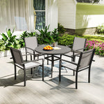 5-piece Round Table Set, 4 Stackable Chairs, Grey