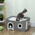Cat Cave With Fluffy Ball And Scratch Pad For Indoor Pets