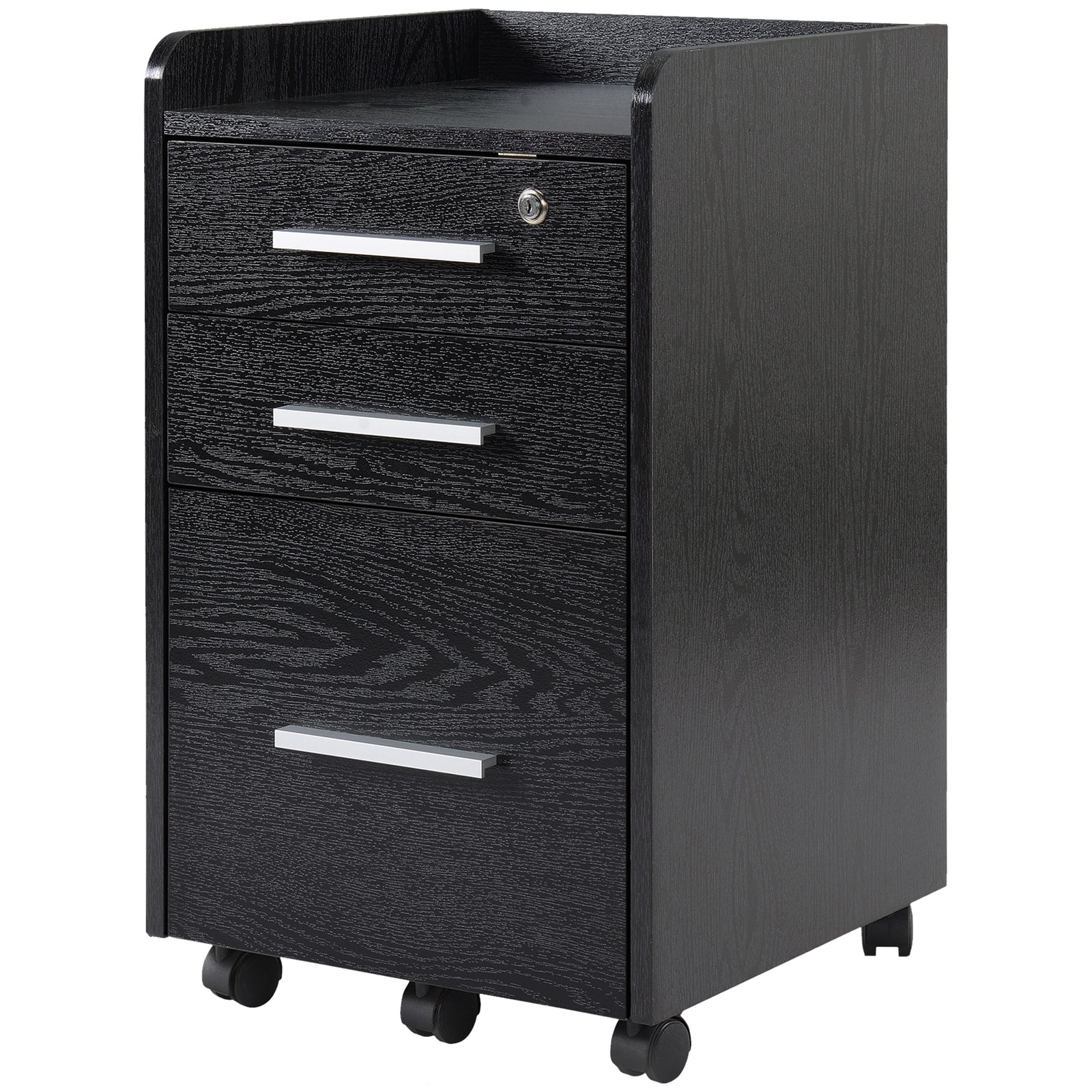 HOMCOM 3 Drawer Mobile Filing Cabinet Lockable Filing Cabinet