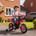 12v Kids Electric Motorbike With Dual Motors Training Wheels | Red