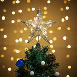 Decorative Star Sequins Christmas Tree Topper With Led Lights | Silver