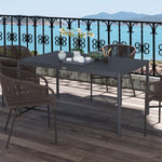 145cm Garden Table For 6, Slatted Aluminum Top, Dark Grey