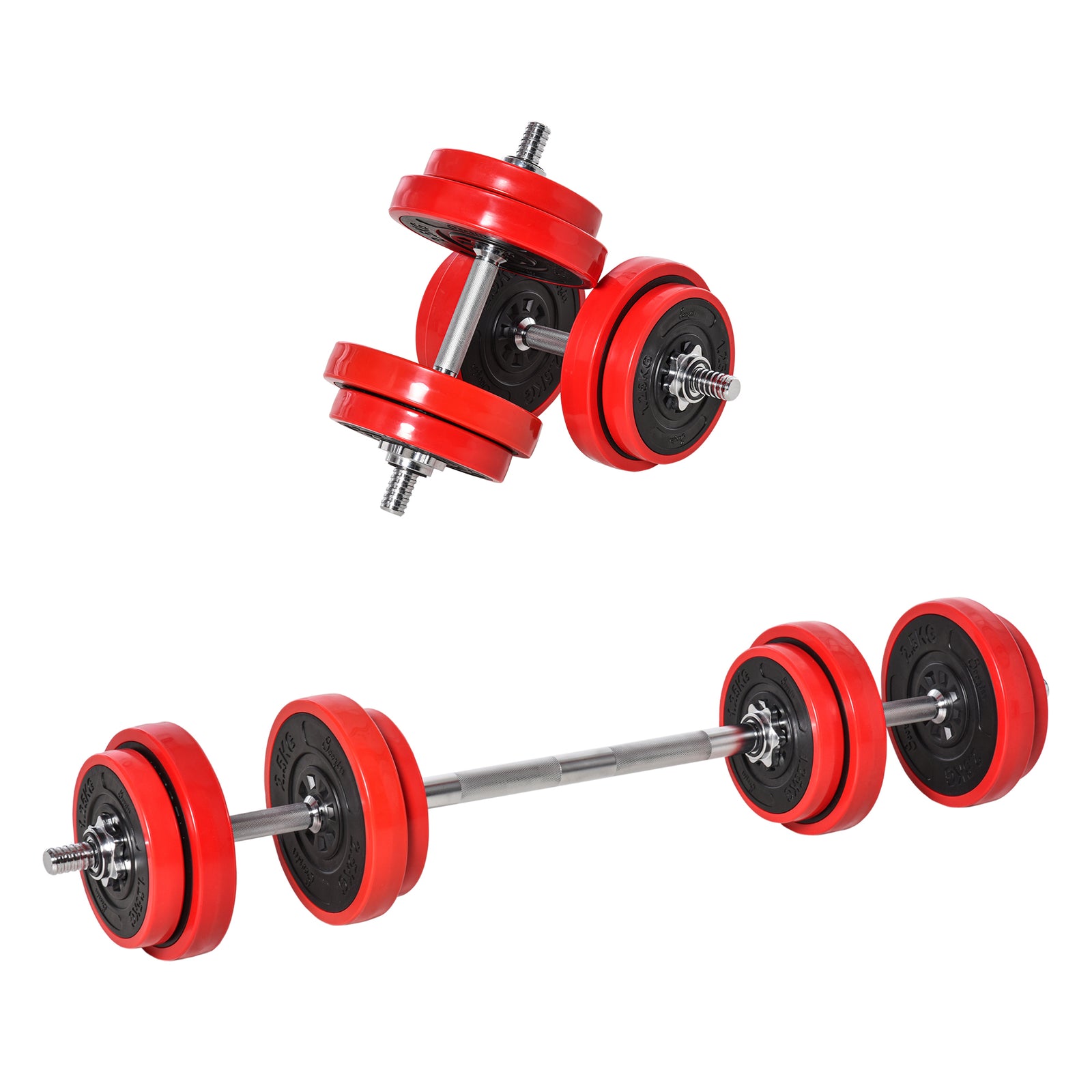 Adjustable 20kgs Barbell & Dumbbell Set | Red