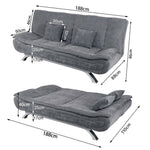 Linen Fabric 2-seat Convertible Sofa Bed With Pillows