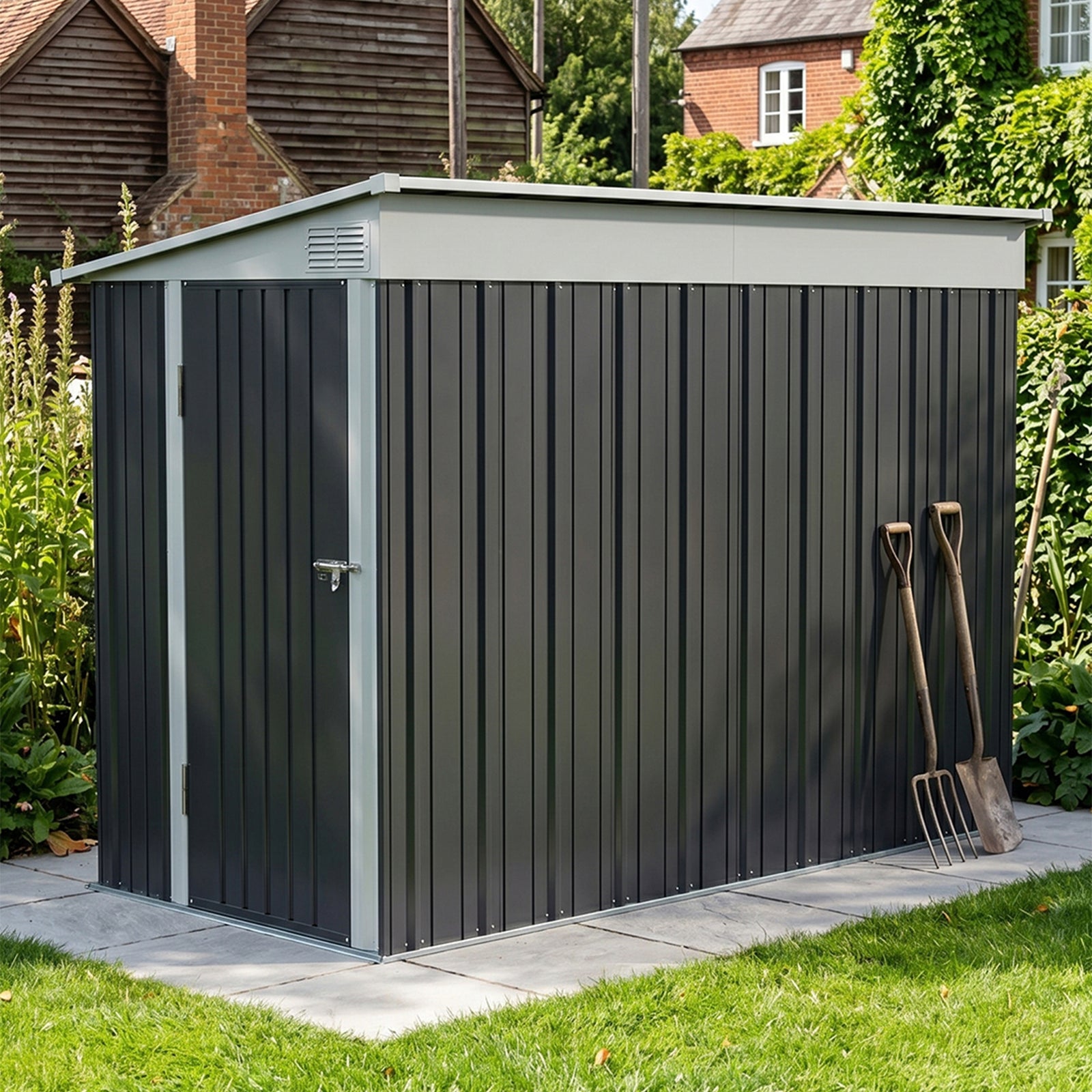 Breeins 4x9 Ft Pent Roof Garden Tool Shed Outdoor Patio Storage House