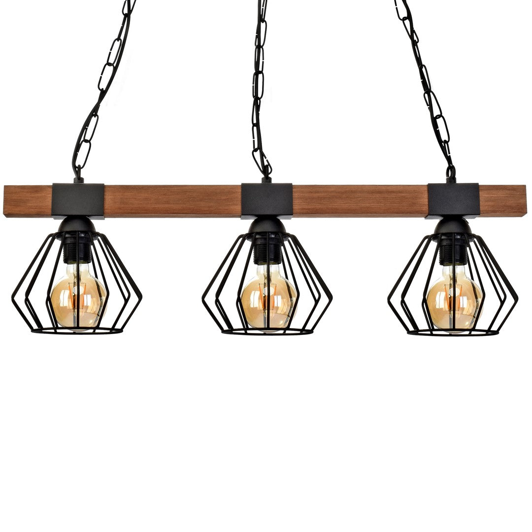 Ulf Hand Made Wall Lamp Matt Black Cage Natural Wood Rugged Industrial Chic
