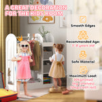 Kids Cloth Rail With Storage Shelf, Boxes, Mirror For Bedroom | White
