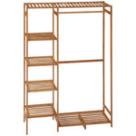 Bamboo Clothes Rail Garment Rack With 6 Tier Storage Shelf