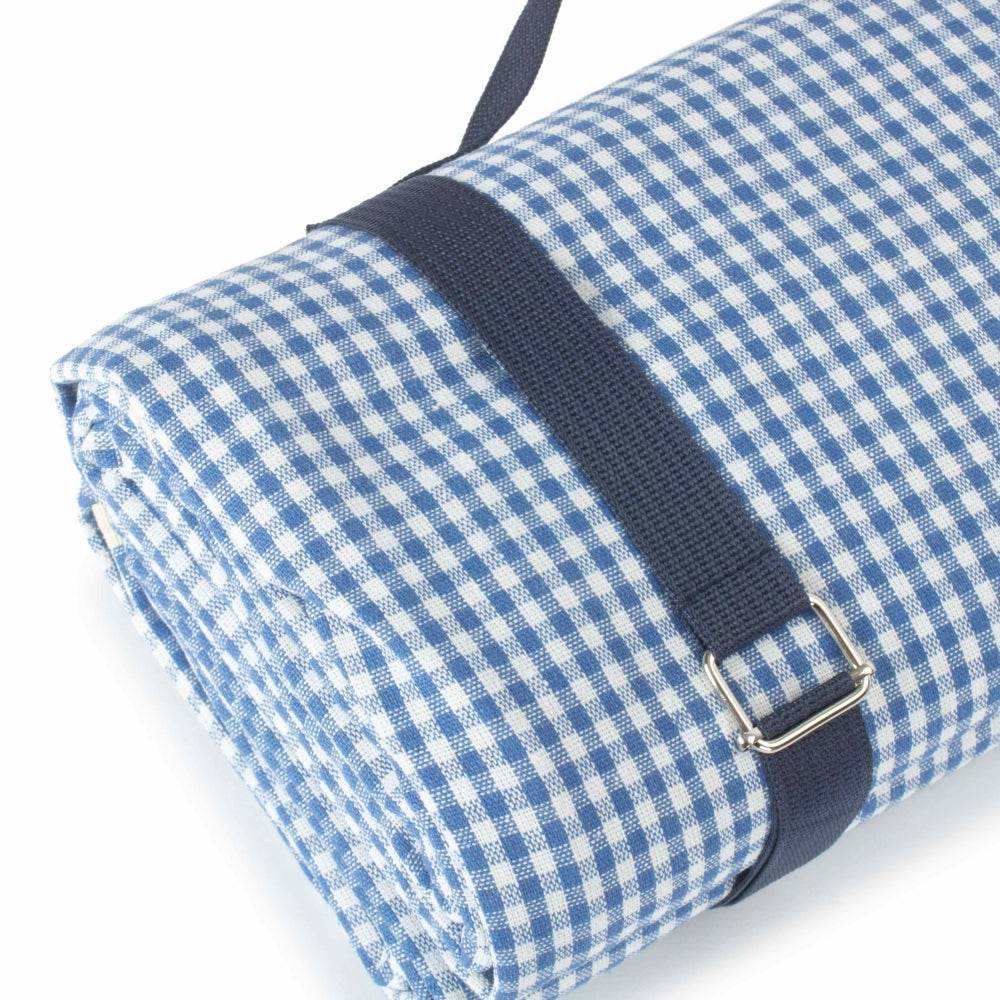 Blue And White Gingham Picnic Blanket