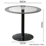 Breeins 90cm Dia X 75cm H Round Dining Table, Black Rim Tempered Glass Top With Clear Center, Modern Pedestal Base Glass Dining Table