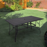 Rectangular Garden Metal Slatted Coffee Table - 120/150cm W X 80/90cm D X 75cm H | Large | Black