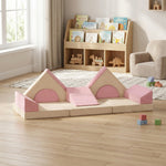 Kids Play Sofa, 12 Pieces Foam Modular Convertible Sofa | Pink