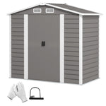 7 X 4ft Metal Garden Shed W/ Double Doors Gloves | Light Grey