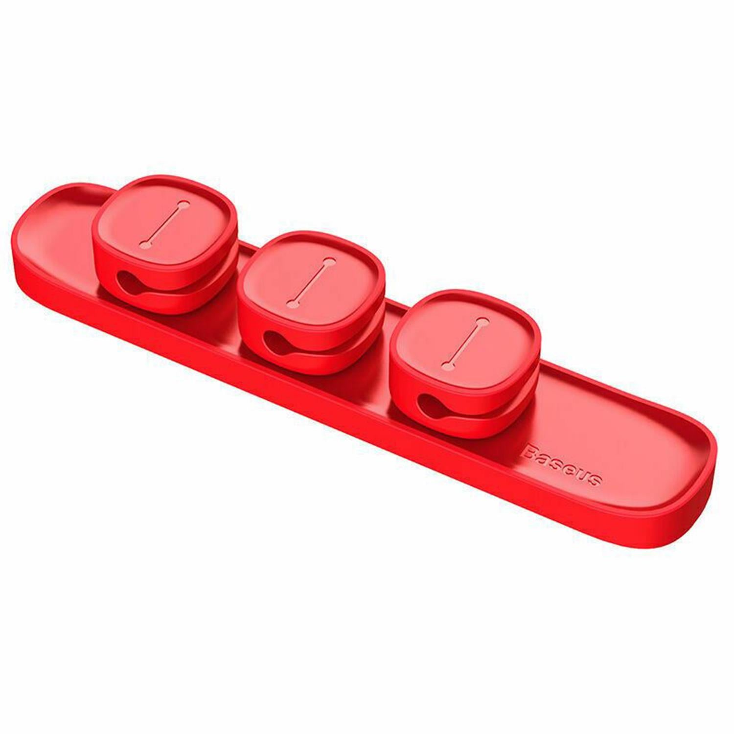 Universal 3 Magnetic Usb Cable Organizer | Red