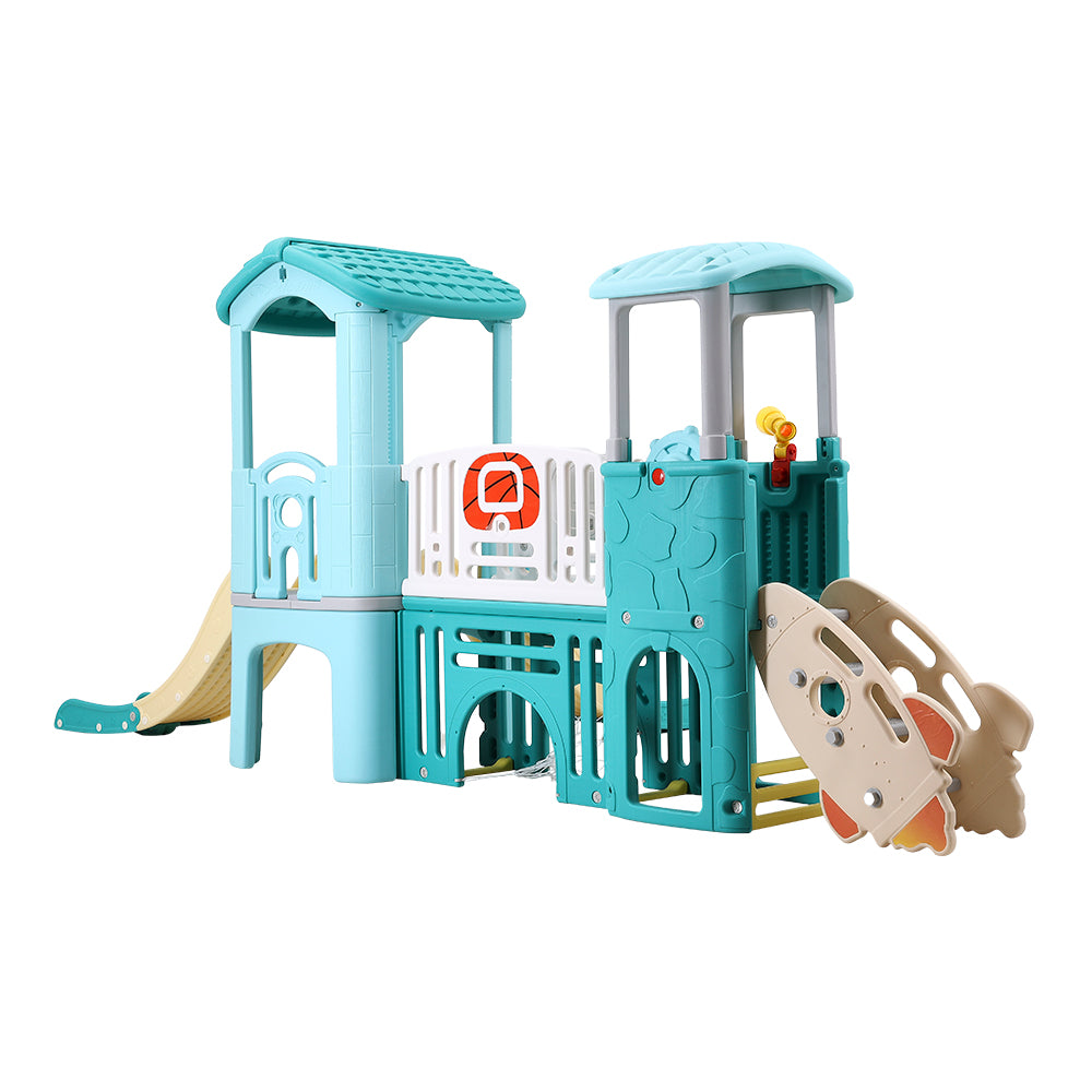 Large Toddler Playground Slide And Climber Playset With Double Slides, Basketball Hoop, Soccer Net & Playhouse Indoor Outdoor Kids Activity Center