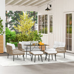 Sectional Outdoor Furniture With Glass Top Table Cream White