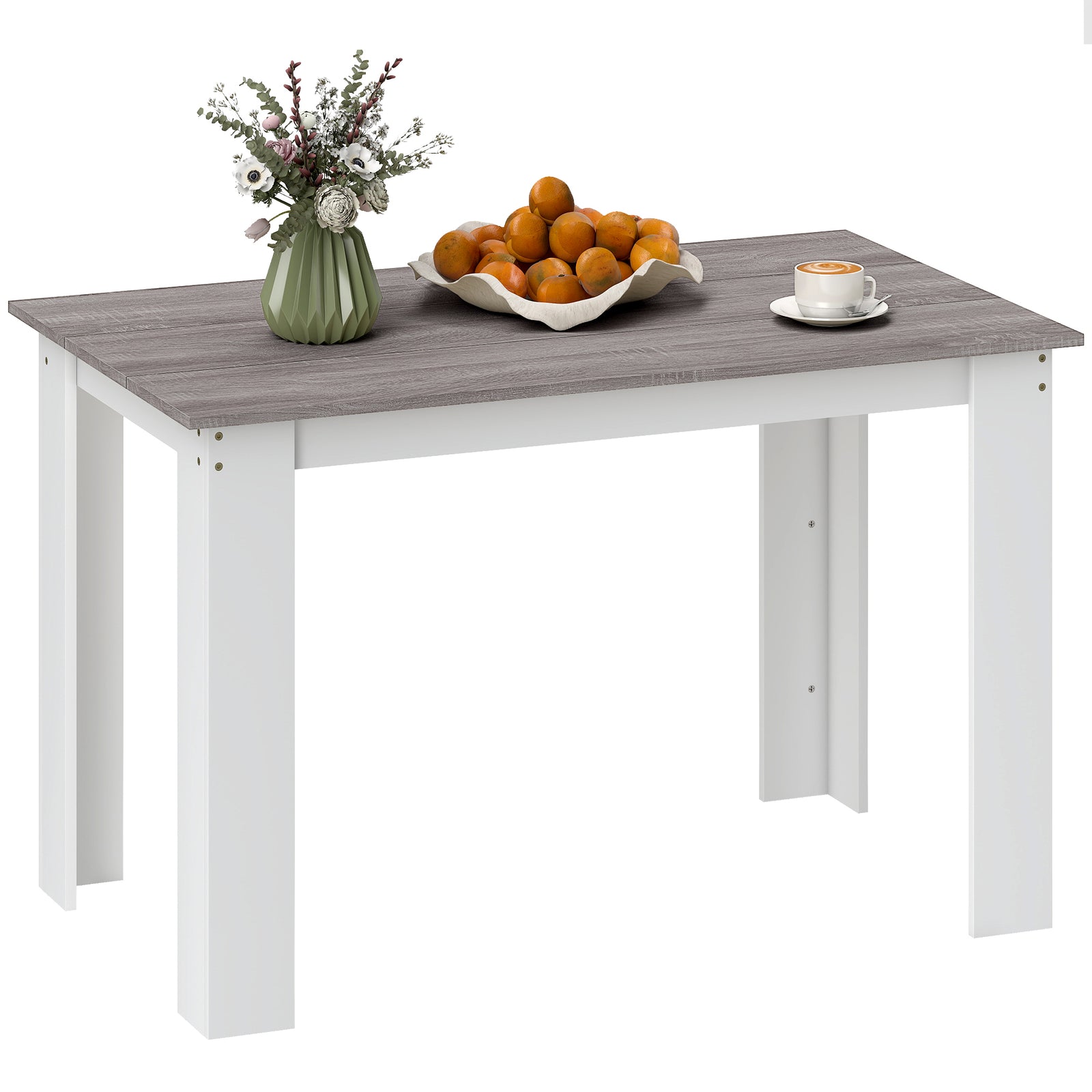 Dining Table For 4-6 People, Wood Effect Tabletop | Grey