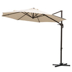 3m Hanging Parasol W/ Cross Base | Beige