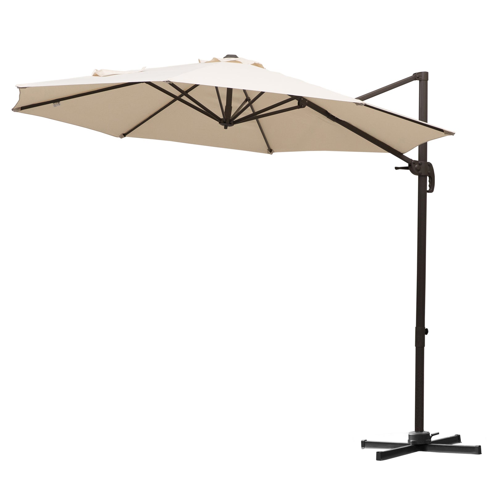 3m Hanging Parasol W/ Cross Base | Beige