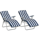 Set Of 2 Adjustable Sun Lounger Recliner Reclining Seat | Blue