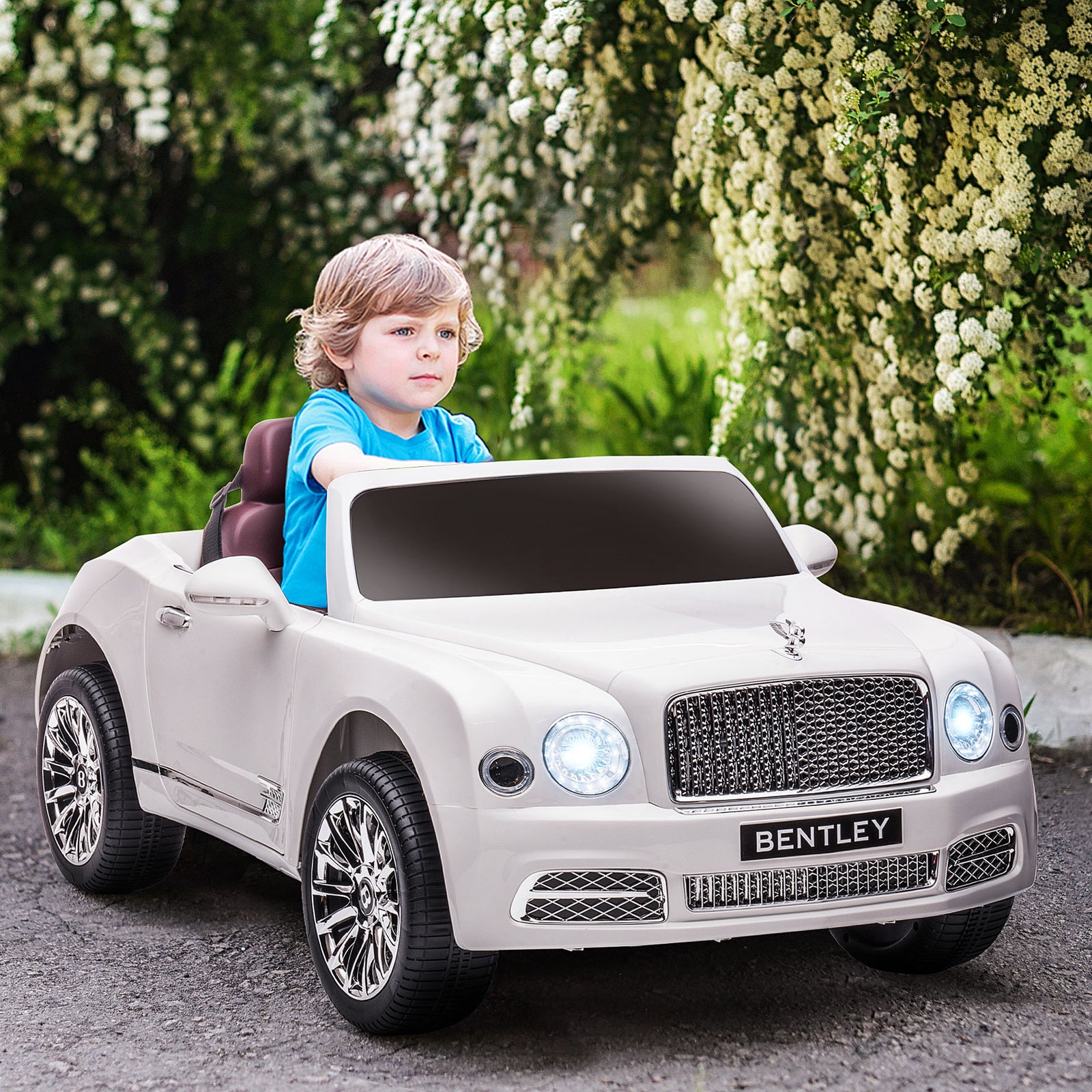 Bentley Mulsanne Licensed Kids Electric Ride-on Car W/ Remote - White