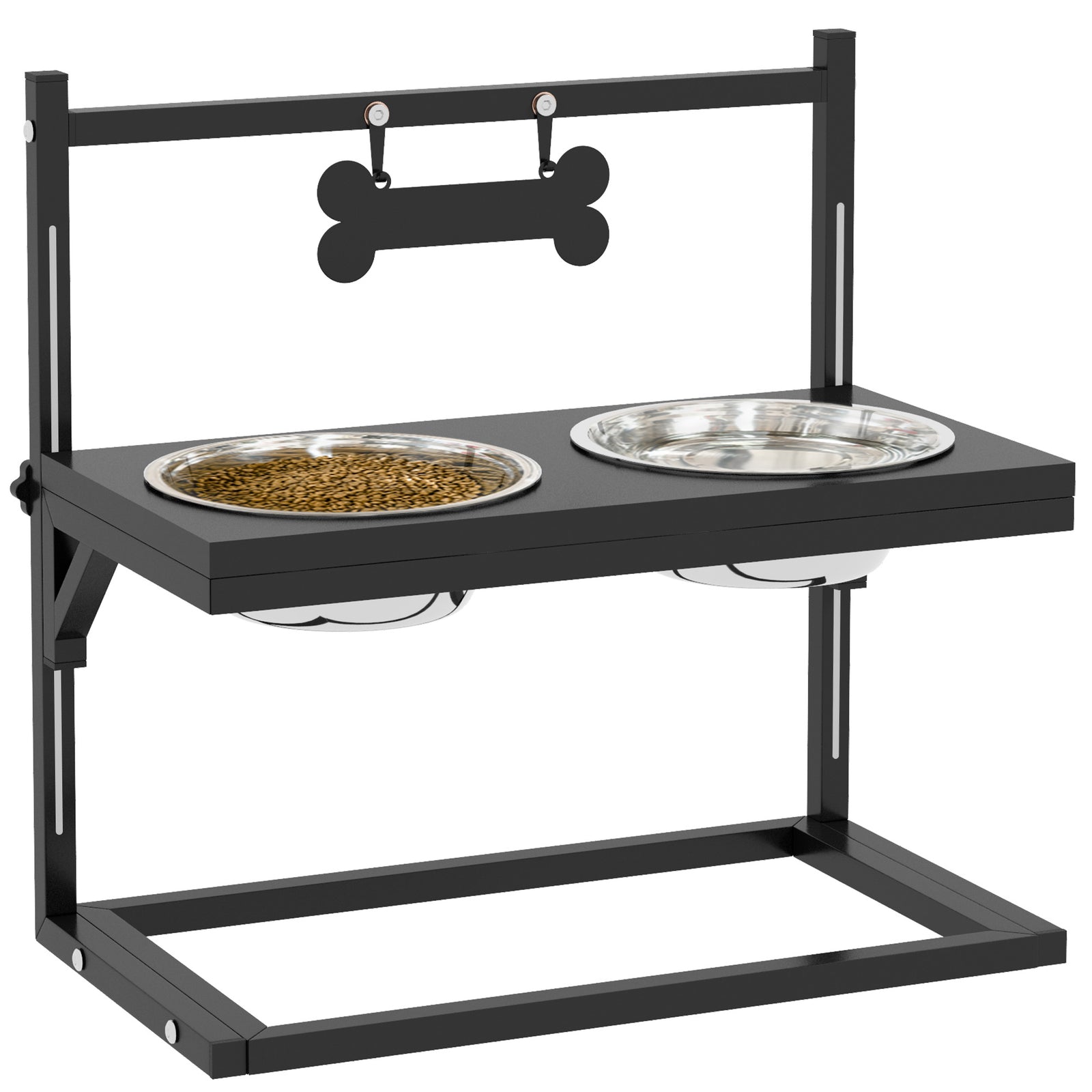 Raised Dog Bowl W/ Adjustable Height Stand, For Small Medium Large Dogs
