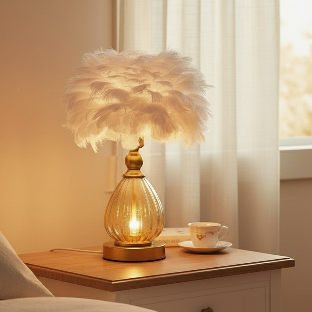 Breeins Glass & Iron Table Lamp With 12w Bulb