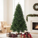 HOMCOM 7ft Artificial Christmas Tree, Solid Fir Wood Stand, Green