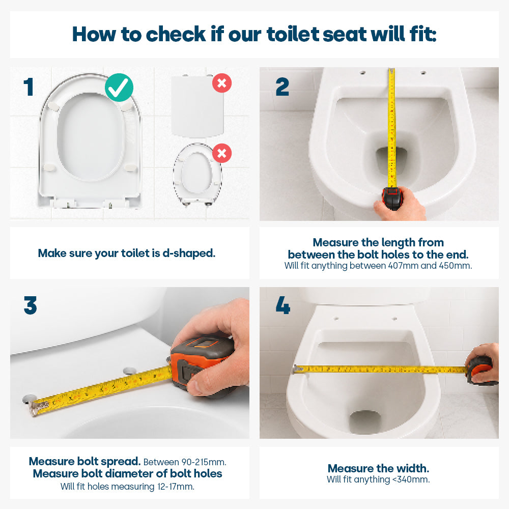 Livivo Soft Close D Shaped Toilet Seat - White With Quick Release Button For Easy Cleaning