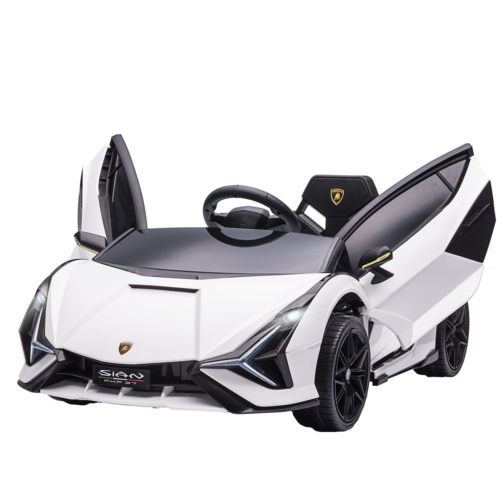 Lamborghini Sian 12v Kids Electric Ride On Car Toy W/ Remote Control | White