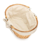 Medium Swing Handle Double Steamed Wicker Oval Shopping Basket | White
