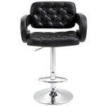 Adjustable Height Barstool Steel Pole Pu Leather | Black