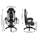 Rgonomic Gaming Chair With Adjustable Height & Backrest Office Computer Chair With Footrest And Pillow | Black & White