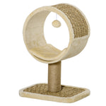 Small Cat Tree For Indoor Cats W/ Scratching Post, Tunnel, Toy - Beige