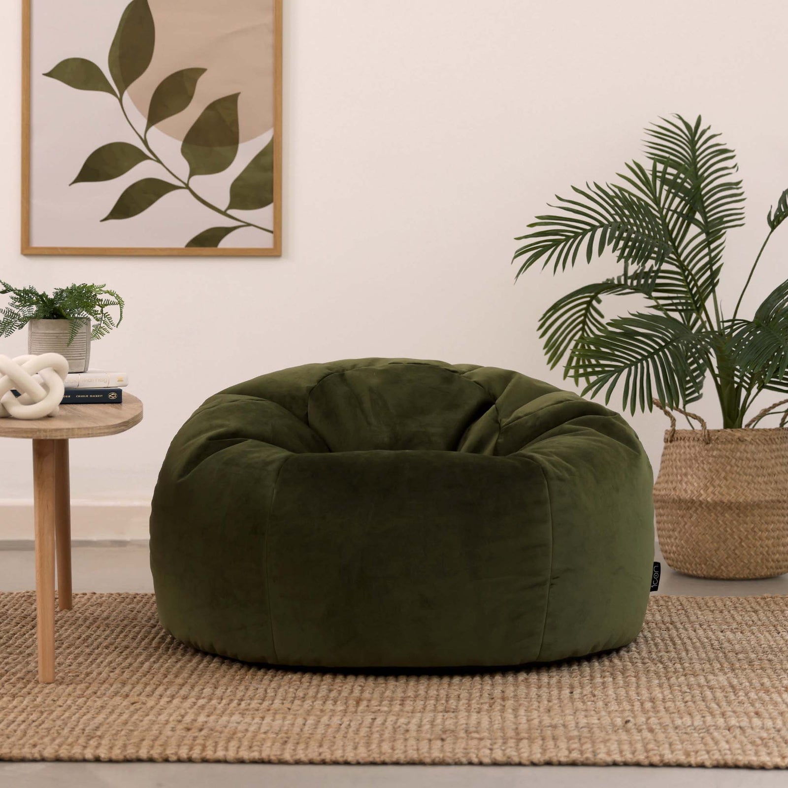 Aurora Velvet Bean Bag | Olive