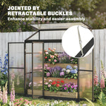 Outsunny Polycarbonate Greenhouse With 3 Doors, Aluminium Walk-in Greenhouse