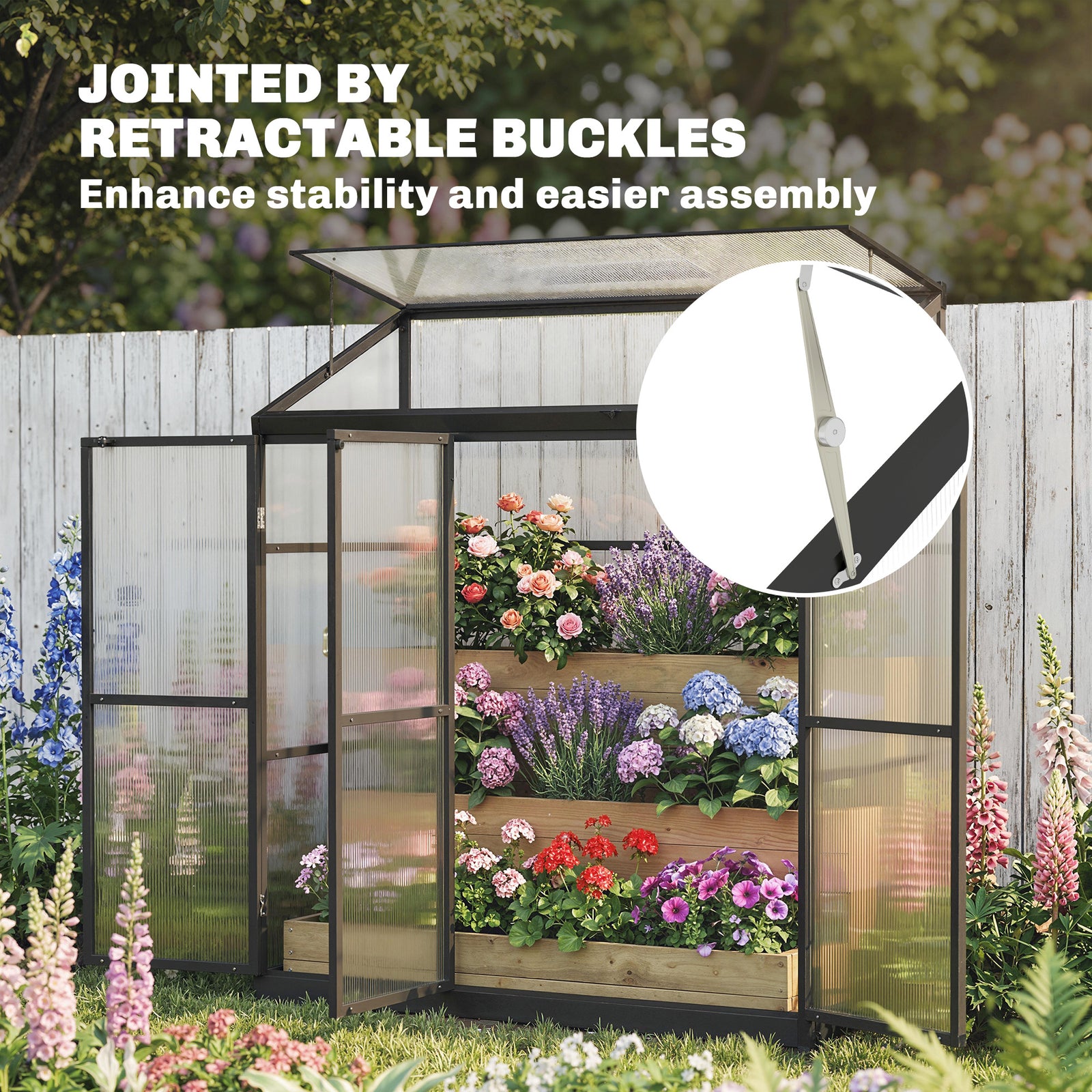 Outsunny Polycarbonate Greenhouse With 3 Doors, Aluminium Walk-in Greenhouse