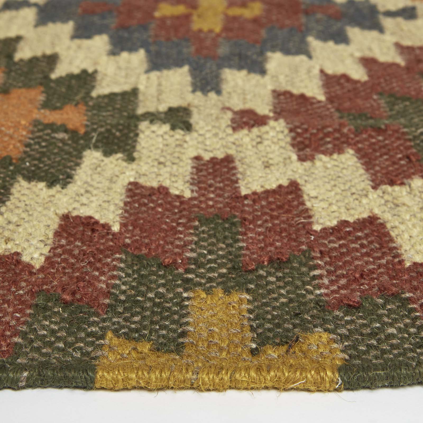 Lucea Orange & Blue Kilim Wool Rug | Extra Large | Orange